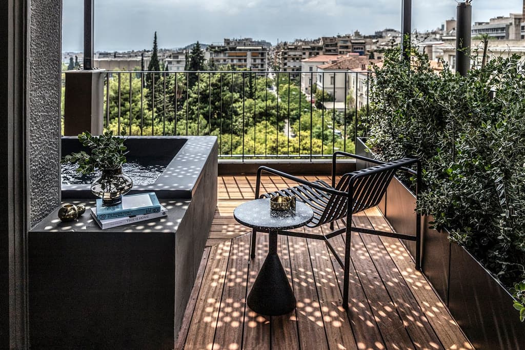 Private deck at The Modernist hotel, Athens