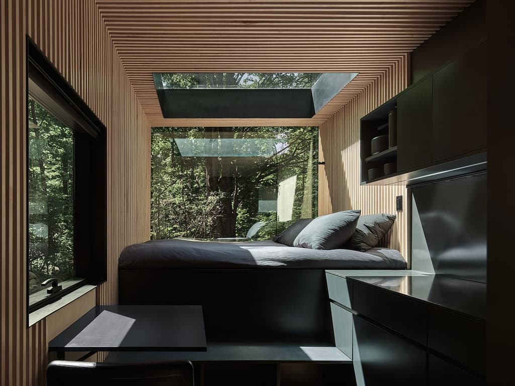 Arcana mirrored cabin hides in a forest an hour north of Toronto
