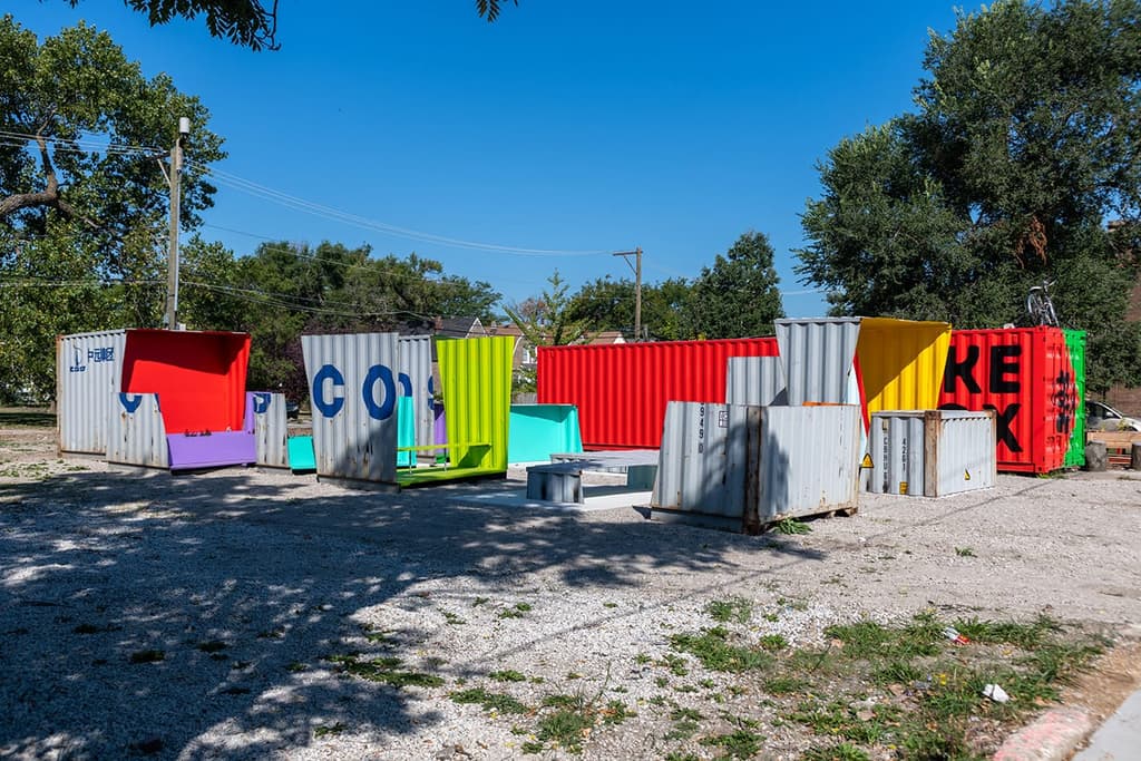The colourful Grids + Griots installation by Sekou Cooke
