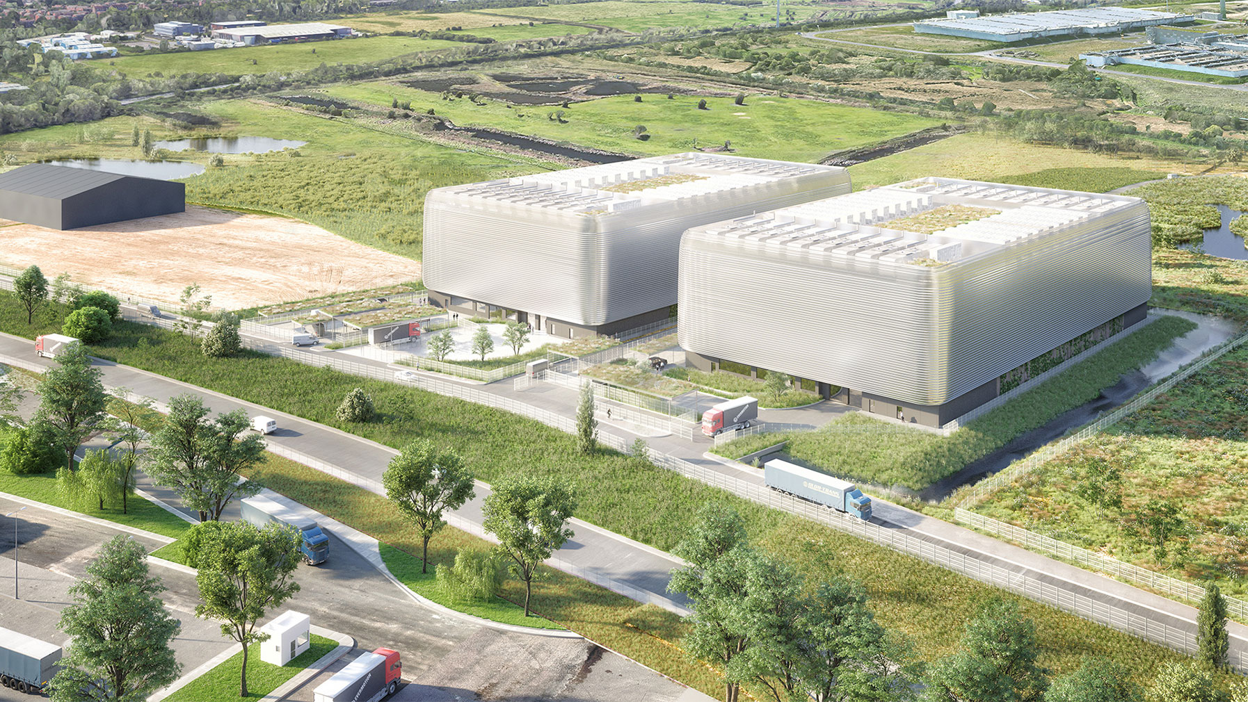 The Belvedere Data Centre in south-east London was designed for Stratus Data Centres by Scott Brownrigg. Planning approval was obtained in June 2020. Image courtesy Scott Brownrigg