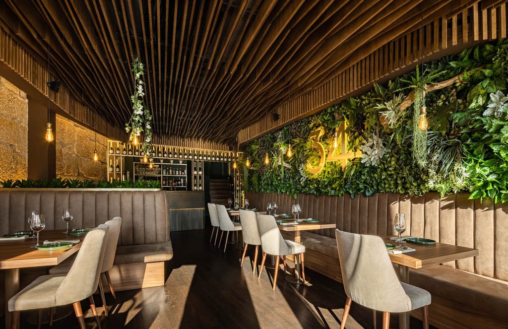 Flowers bloom inside restaurant 34 in the historic centre of Guimarães