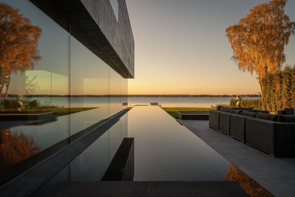 Modern Stockholm villa with its own helipad lists for an eye-watering SEK 150m
