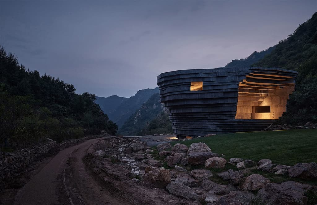 The Chapel of Sound is an open-air concert hall shaped like a huge boulder