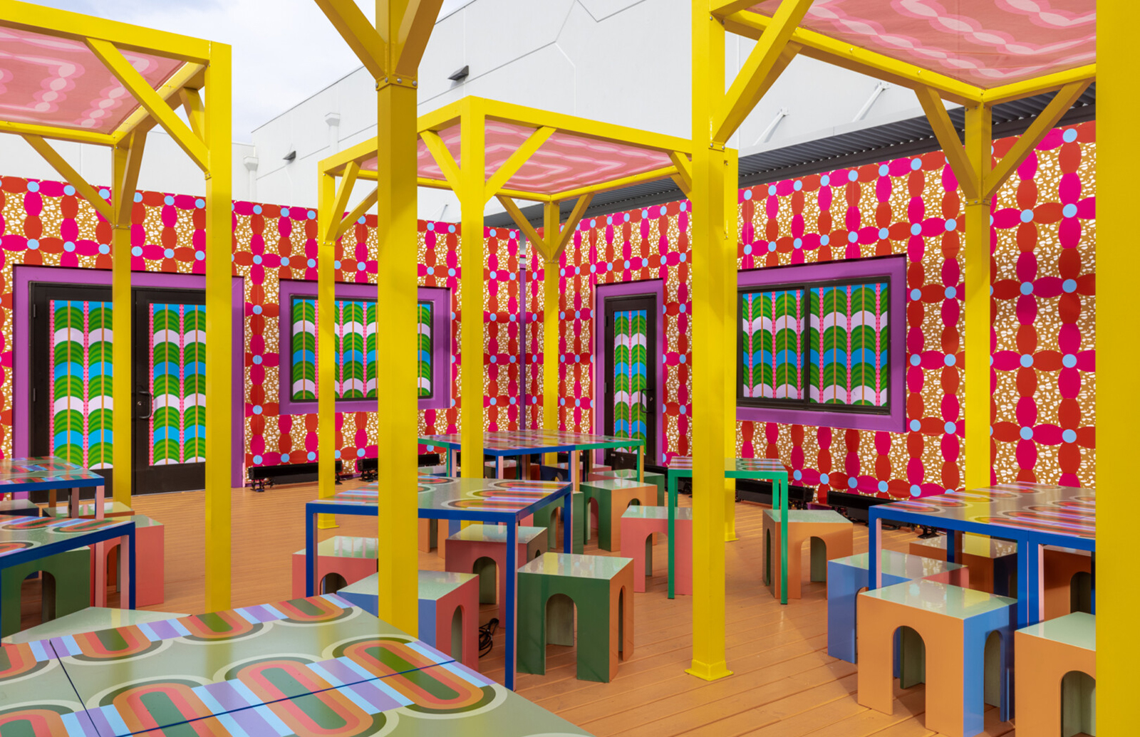 Yinka Ilori transforms Superblue Miami’s cafe into a kaleidoscopic wonderland
