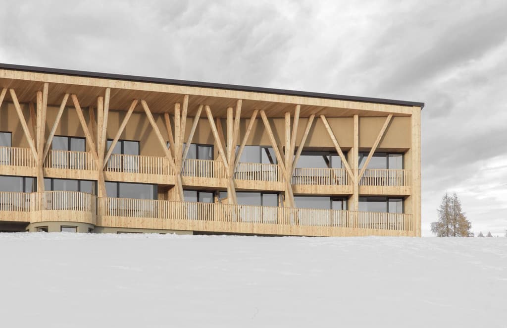 Icaro Hotel is a contemporary take on the traditional timber mountain lodge