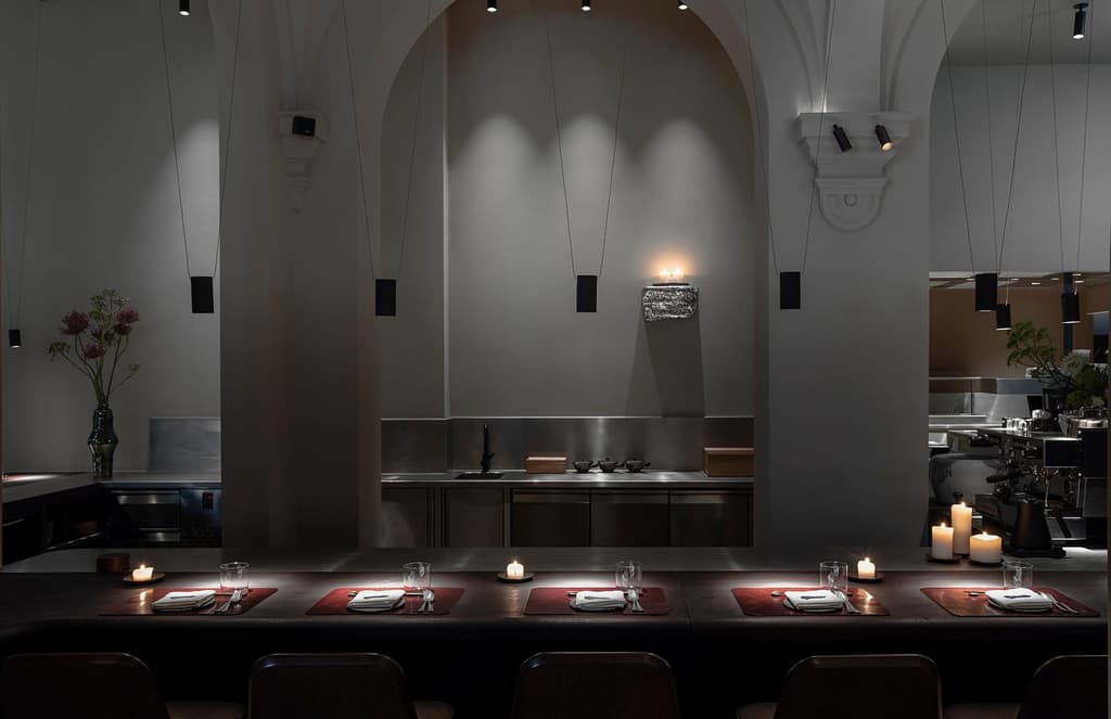 Antwerp restaurant Blueness defies its name with subdued classical interiors