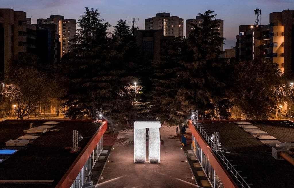 A Stonehenge-style monument has arrived in Milan - and it’s made from plastic