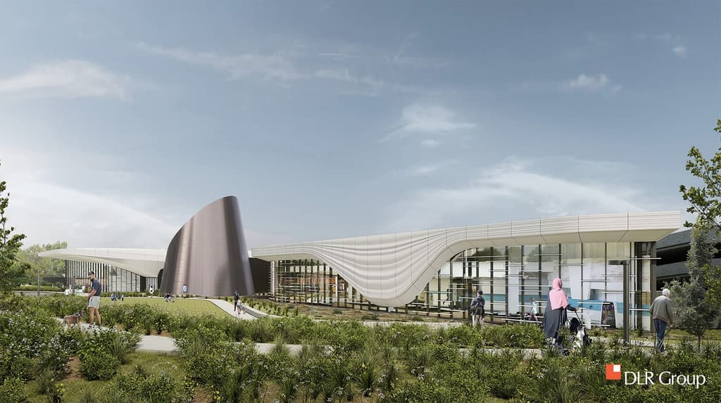 Render of the exterior of the new Cleveland Museum of Natural History, USA, by the DLR Group