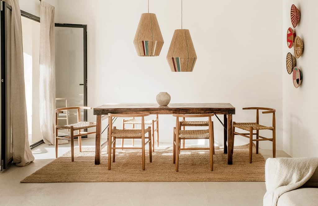 All furniture is included in the sale price from Fantastic Frank, and is influenced by the olive tree in the walled garden. Think natural materials, rustic wooden furniture and natural fibres for upholstery and drapes.