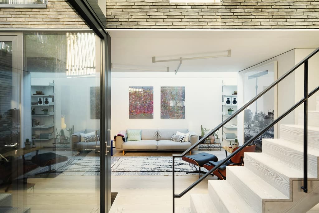 A view of the staircase through to the living room