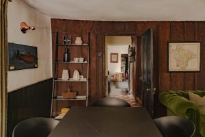 The dining room, with oak wall panelling
