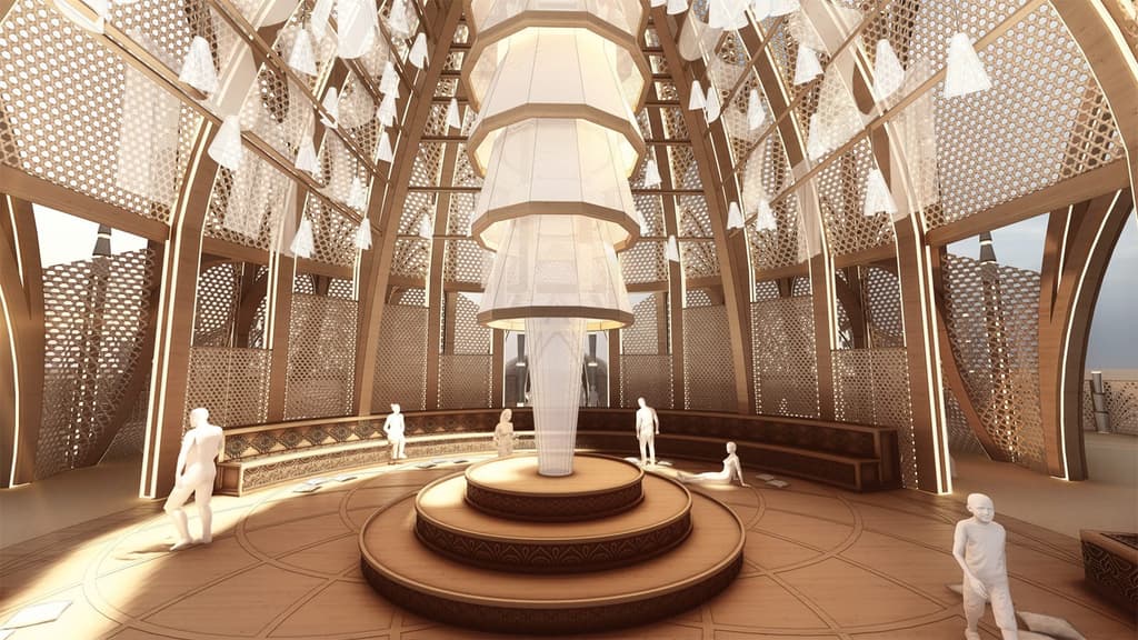 A view inside the sanctuary dome, which will feature a light channel illuminated at night
