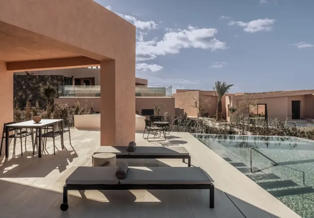Sun terrace, loungers and pool
