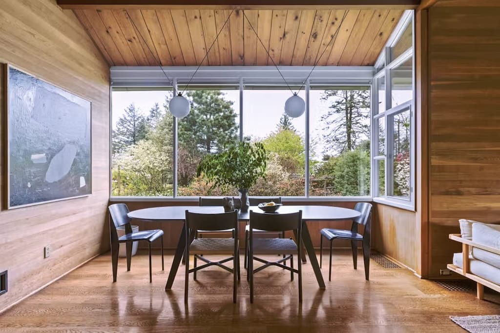 Cedar and oak-lined dining room