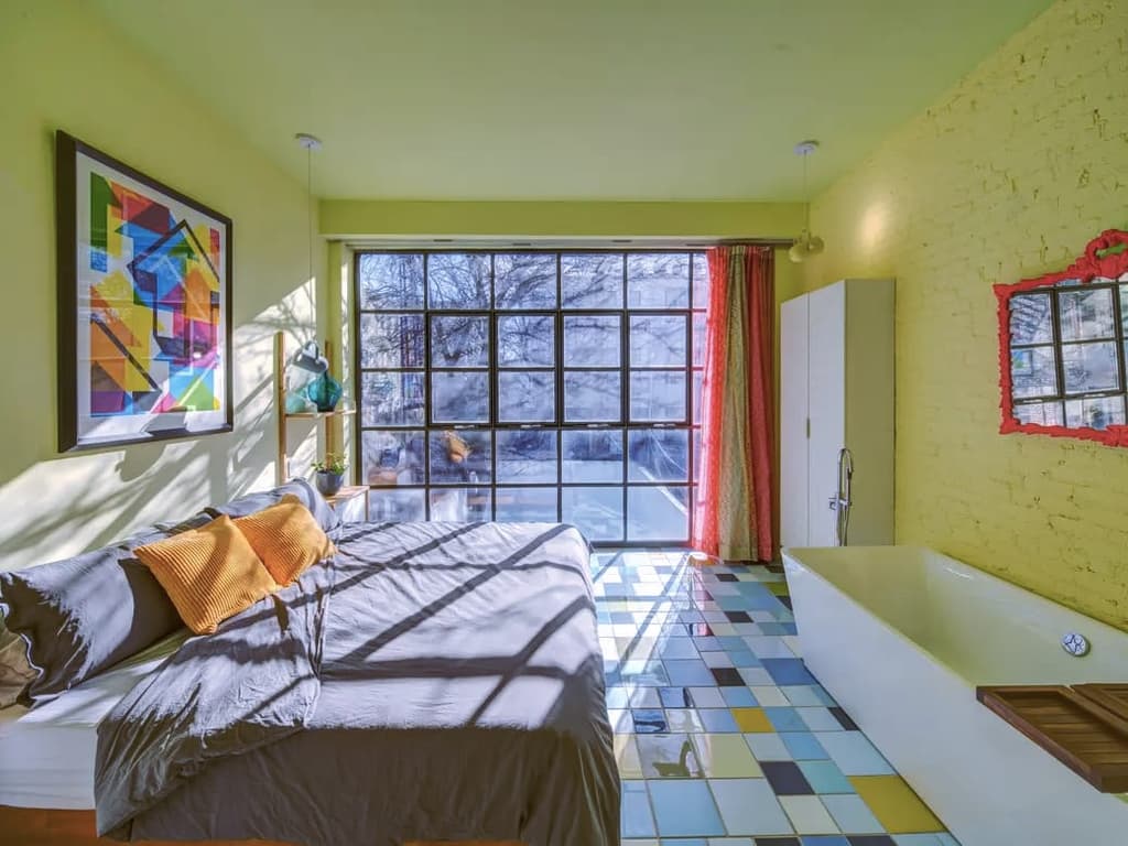 Lime green bedroom