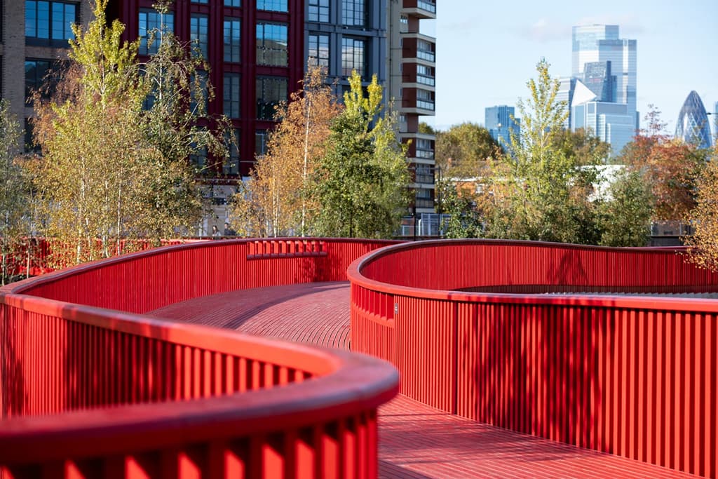 Asif Khan designs a bright red boardwalk for experiencing colour and nature in a London wetland