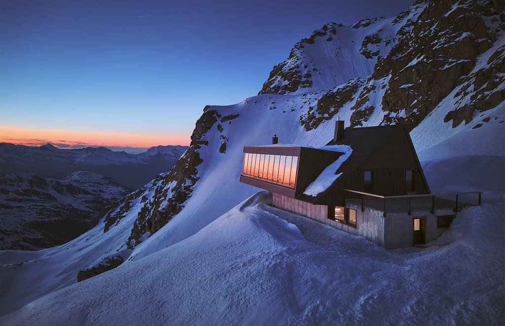 Ski off a glacier from Cabane Tortin, a fully-staffed private chalet in Switzerland