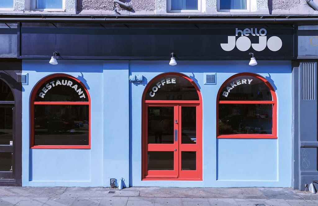 Red and blue strike a cheery tone at South London bakery, hello JoJo