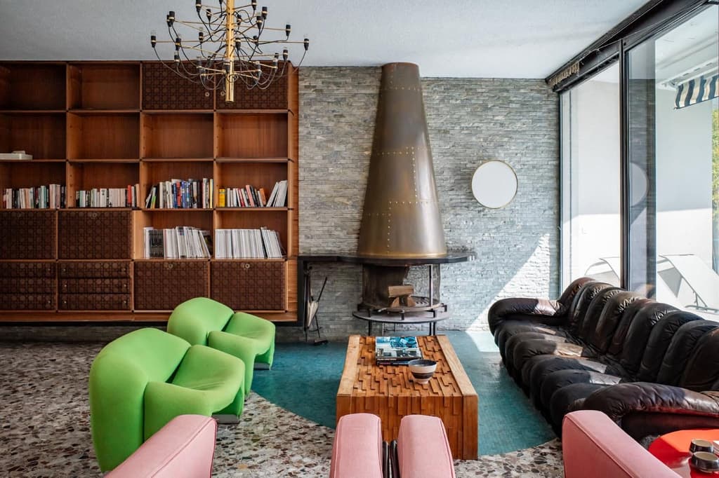 This Dordogne property commits to bold colour and midcentury style