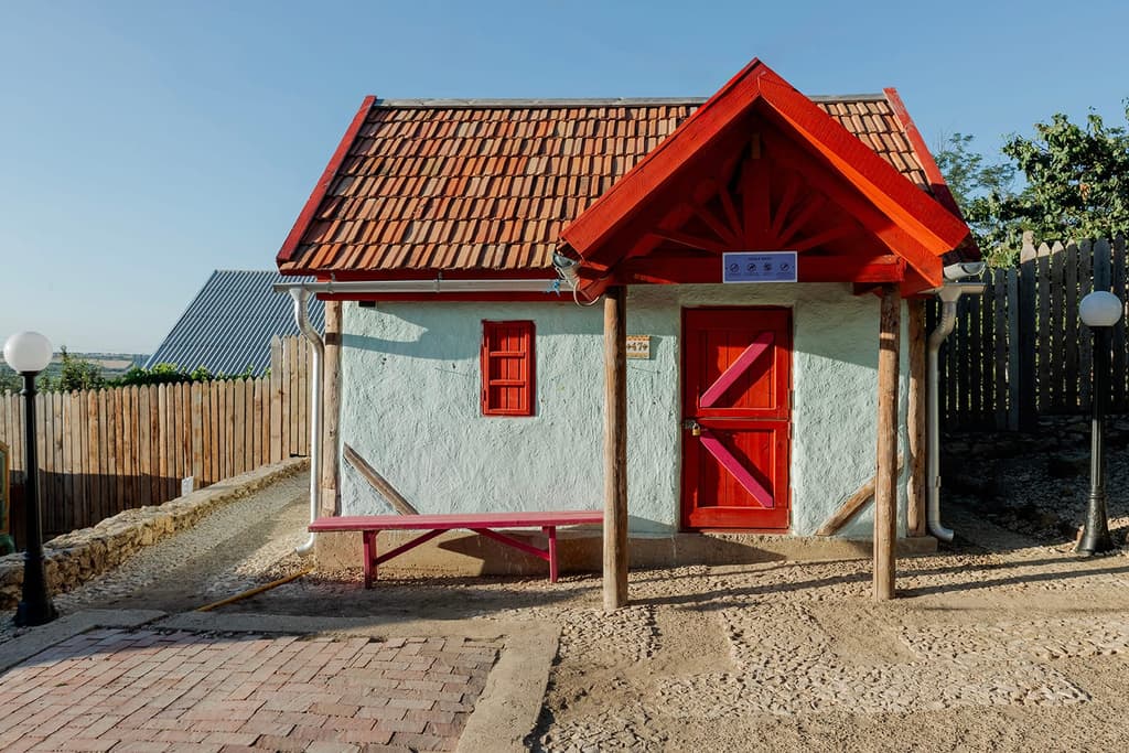 These breezy cabins are for the goats — human guests camp nearby