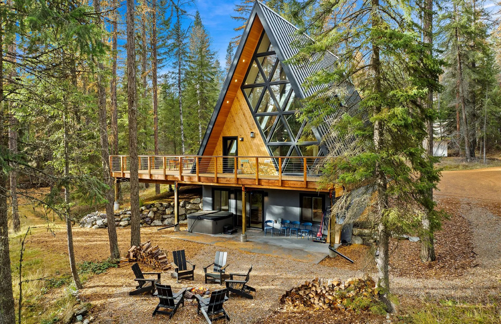 A wild Western lifestyle comes with this Whitefish A-frame