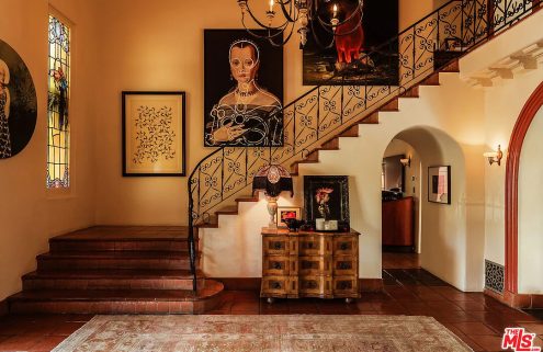 A baronial staircase anchors this 1928 villa in Los Feliz
