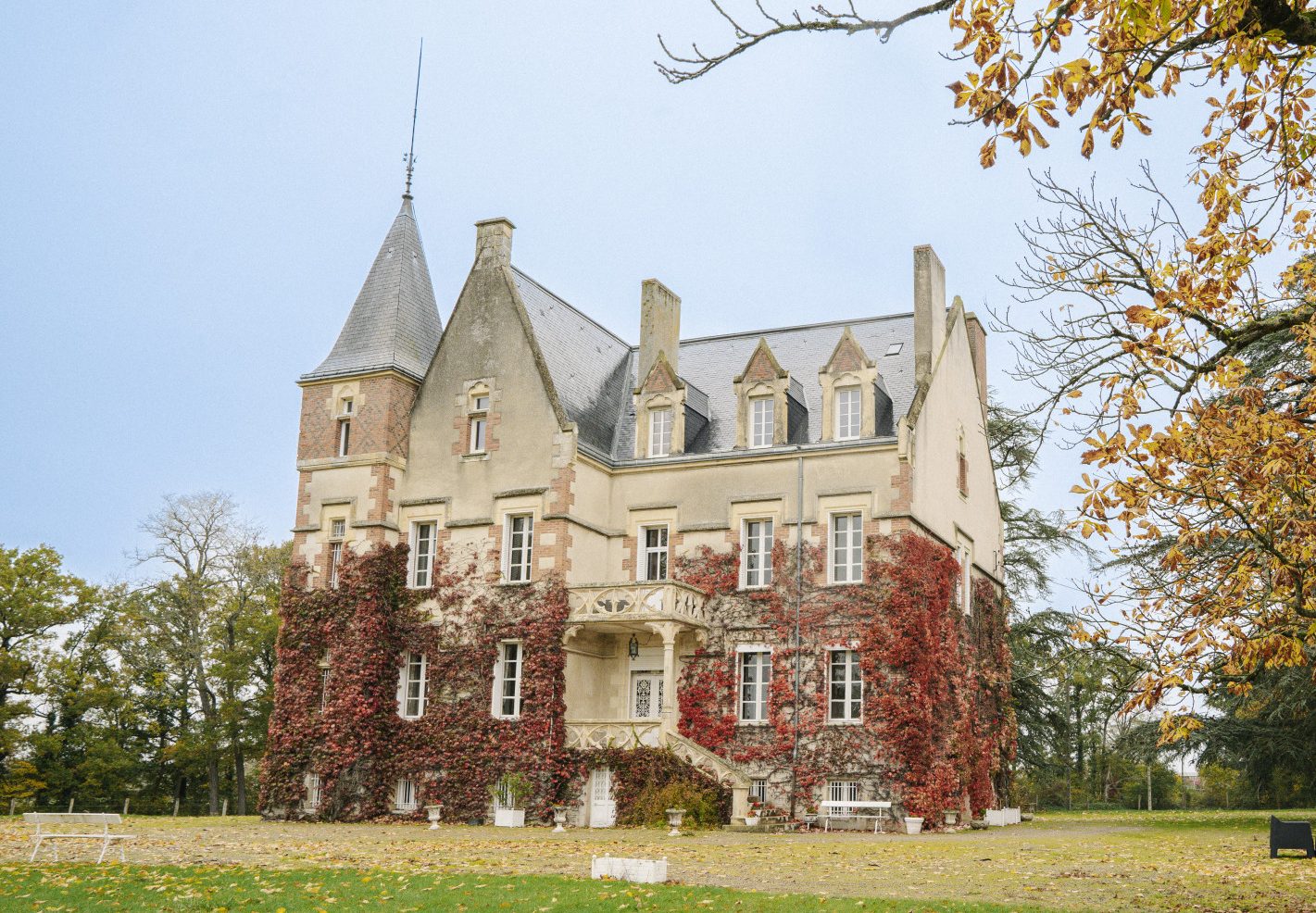 Come home to ivied walls and chandeliers at this 19th-century turreted chateau