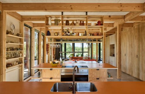 A paragon of adaptive reuse, this woody property retains its agricultural character